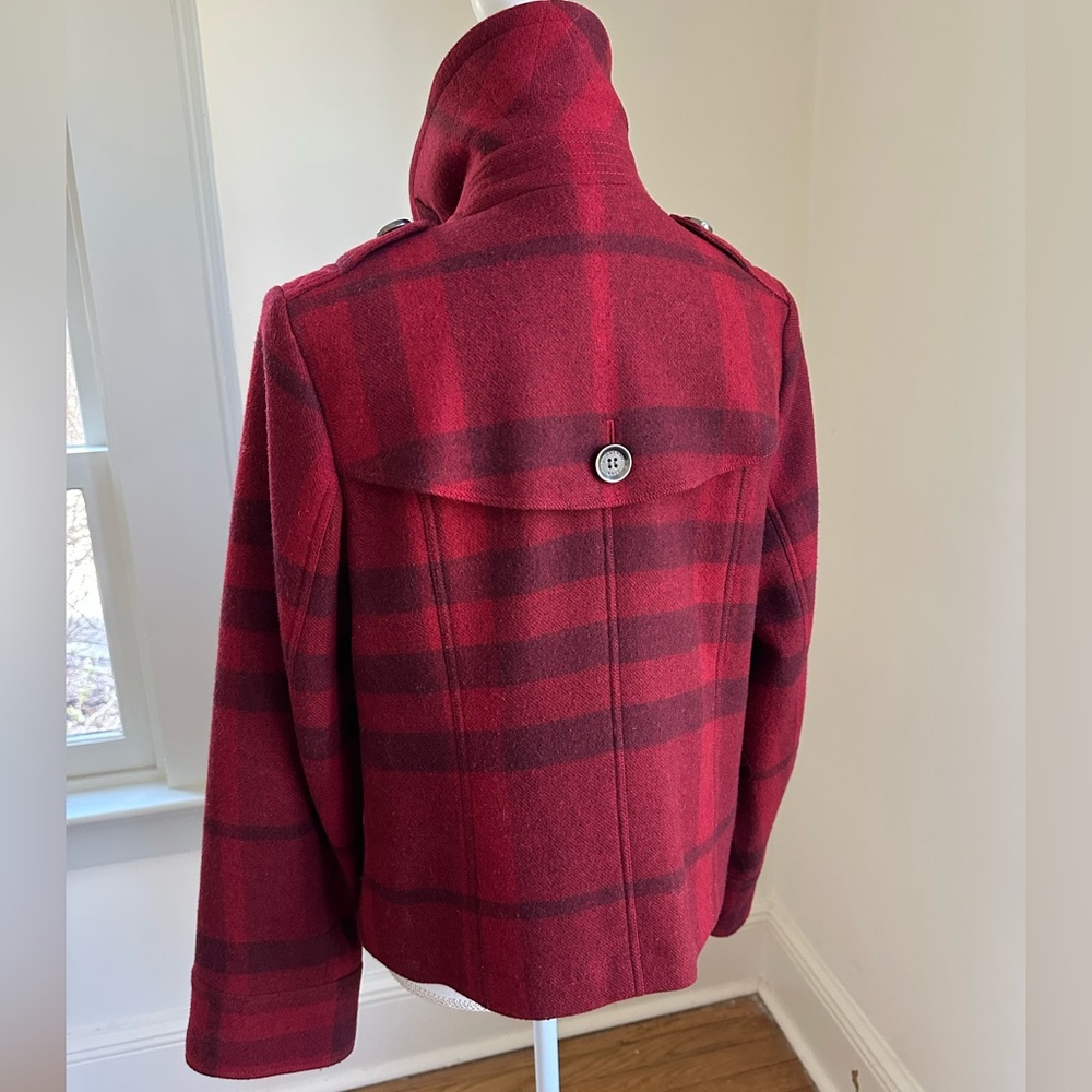 Burberry Brit Red Plaid Wool Jacket size 6 - Picture 10 of 12